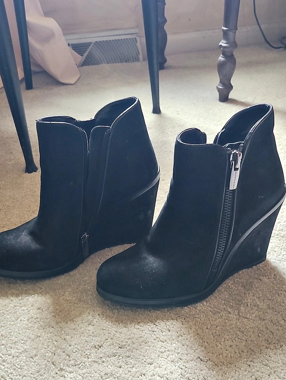 Vince Camuto Black Wedge Ankle Boots